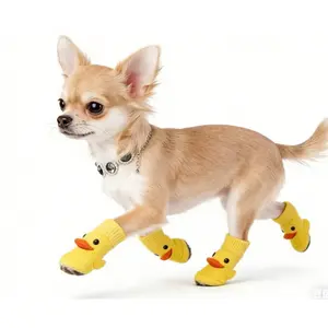 4PCS Cute Cartoon Mixed Color Pet Socks for Mini and Toy Breeds Knitted Polyester Comfortable Non-Slip Cat and Dog Shoes All-Season Indoor Use Paw Protectors                 dog clothes  dog products dog accessories dachshund merch pet the dog costume