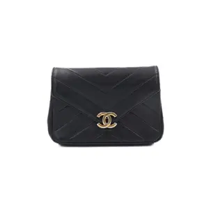 Pre-owned CHANEL Leather Crossbody Bags Envelope Flap Bag Black JM SK081