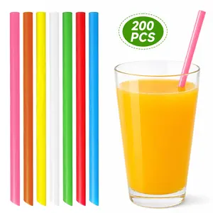 200Pcs Jumbo Smoothie Boba Straws,Plastic Milkshake Disposable Wide-mouthed Large Individually Wrapped Straws(0.43" Wide and 9.45" Long) - Home Improvement.