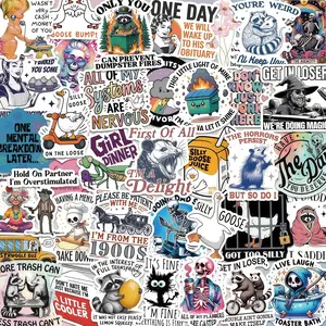 200PCS Funny Holographic Stickers, Waterproof Vinyl Sarcastic Meme Decals, No Repeats, Aesthetic Laptop Water Bottle Phone Scrapbook Skateboard Luggage Stickers