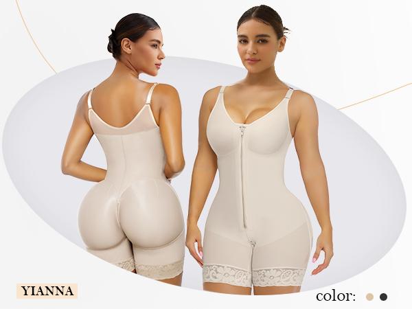 Women’s YIANNA Fajas Colombianas shapewear  Tummy Control Butt Lifter Shaper with Zipper Crotch detachable shoulder strap Womenswear