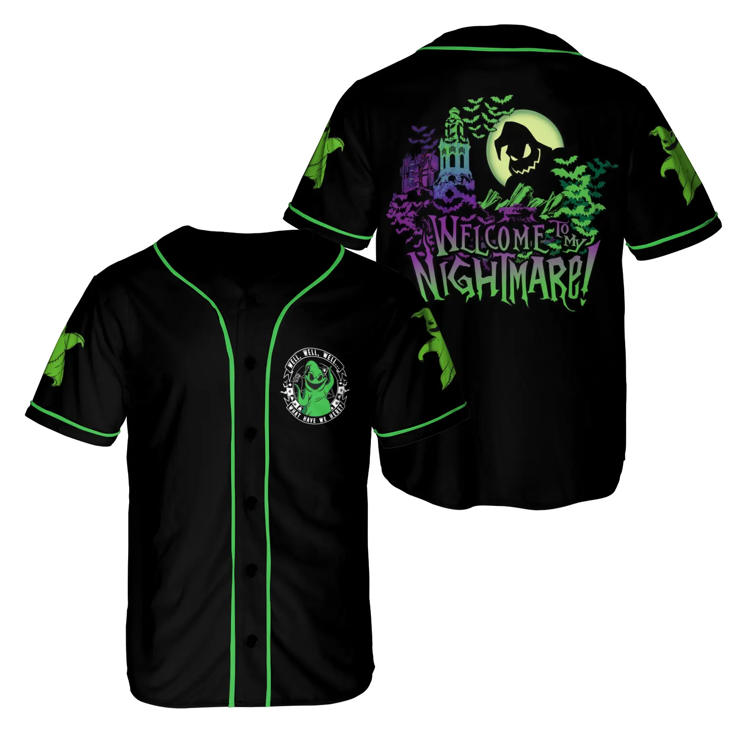 Halloween Oogie Boogie Welcome To My Nightmare Baseball Jersey, Ghost Baseball Shirt, Nightmare Before Christmas Sport Jersey Shirt, Horror Shirt