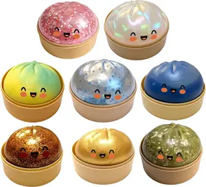 LIEXAS Dumpling Squishy-Rare Glitter Dumpling Stress Ball, Bun Stress Relief Fidget Low Rising with Steamer