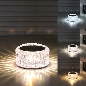 Multicolor LED crystal platform lamp, USB charging, adjustable bedside lamp, diamond crystal lamp, touch control wireless night light, suitable for family room decoration Home Modern room stuff night  light
