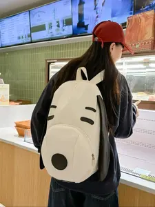 Women's Cute Dog Design Backpack, Casual Waterproof Nylon, Lightweight Daily Use, Trendy Versatile Commuting Bag