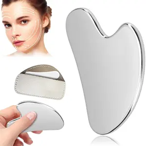 Stainless Steel Facial Gua Sha Tool for Massaging & Scraping, Skin Tightening, Body Care, Face, Eyes & Neck Use, Silver Versatile Manual Massage Tool for Beauty & Bath Routines
