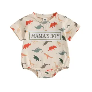 Newborn Infant Baby Boy Summer Outfit Mamas Boy Baby Dinosaur Clothes Boy Oversized Romper Shirts Short Sleeve Onesie