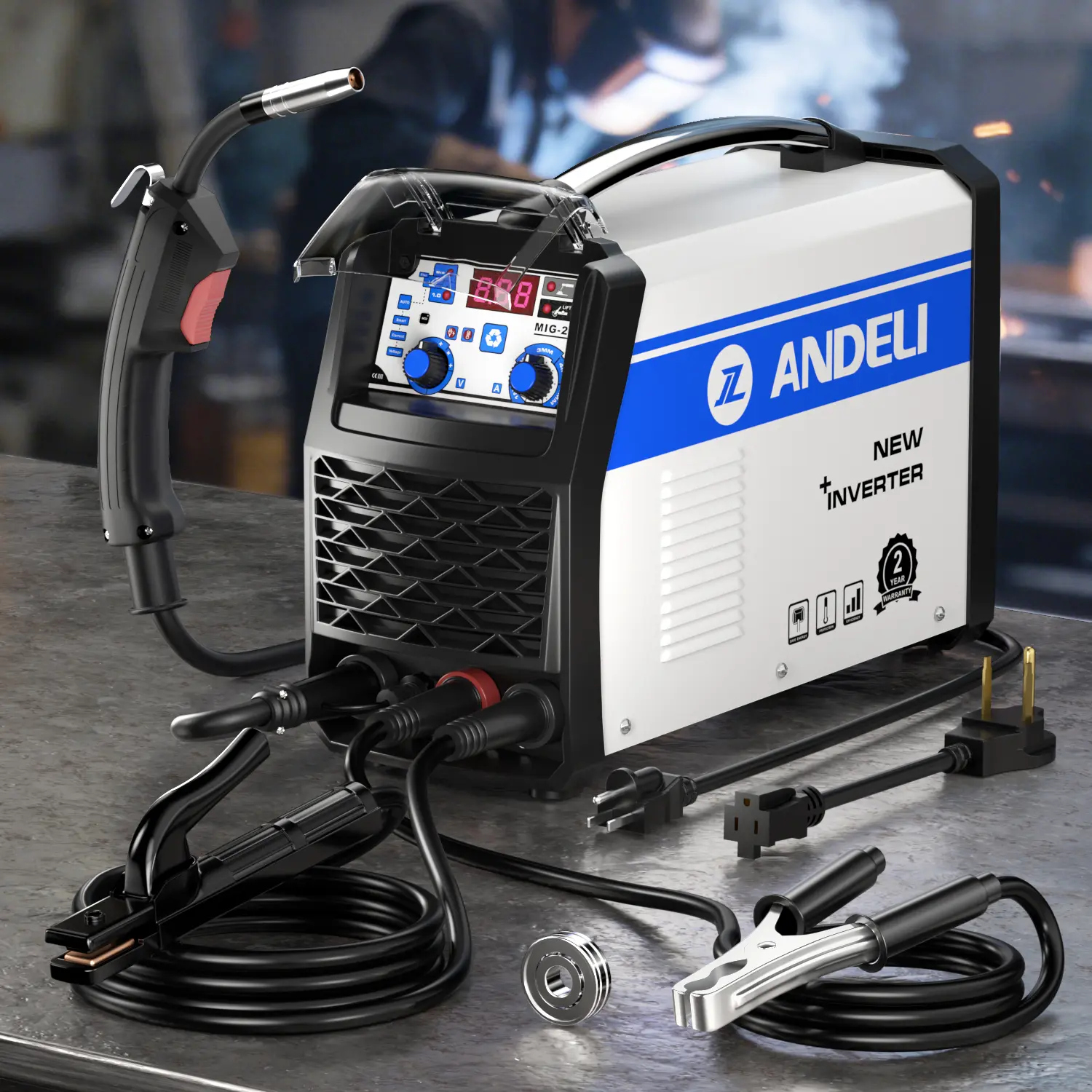 ANDELI 3-in-1 Digital MIG Welder Inverter - 110/220V Gasless Flux Core Welding Machine with Wire Feeder, Lift TIG, MMA Stick Functions, Portable Handheld Tool for Hardware Projects