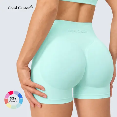 Coral Canton Women's Seamless High-Waisted Active Compression Shorts - Butt Lifting, Tummy Control, Stretchy, Breathable, Figure-Flattering for Summer Gym Workout & Training, SohoChic