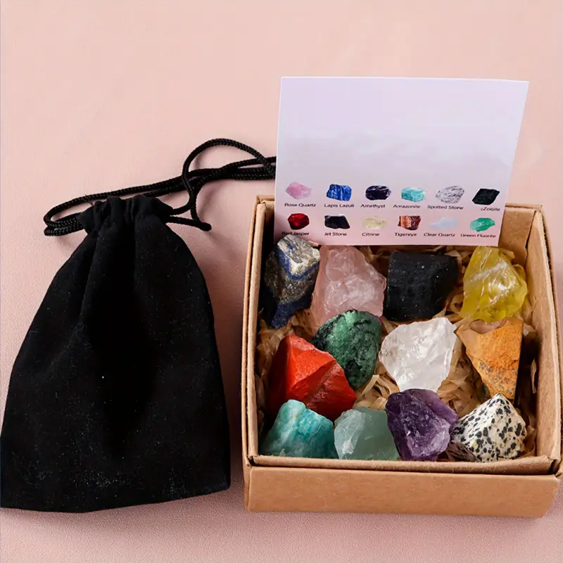 12-Piece Natural Crystal Stone Set - Unpolished Hand Selected Unique Crystals, Crystal Decor & Jewelry Accessories, Crystal Decorative Stones, Perfect Thanksgiving/Valentine's Day/Easter Gift for Friends & Family