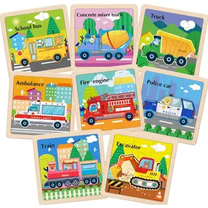F-JP05  Wooden Puzzles for Toddlers 2-4, 9 Pieces Vehicle Jigsaw Puzzles for Kids Ages 3-5, Toddler Toys for 2-4 Preschool Learning Activities, Learning & Educational Toys, Gifts for Boys, Girls