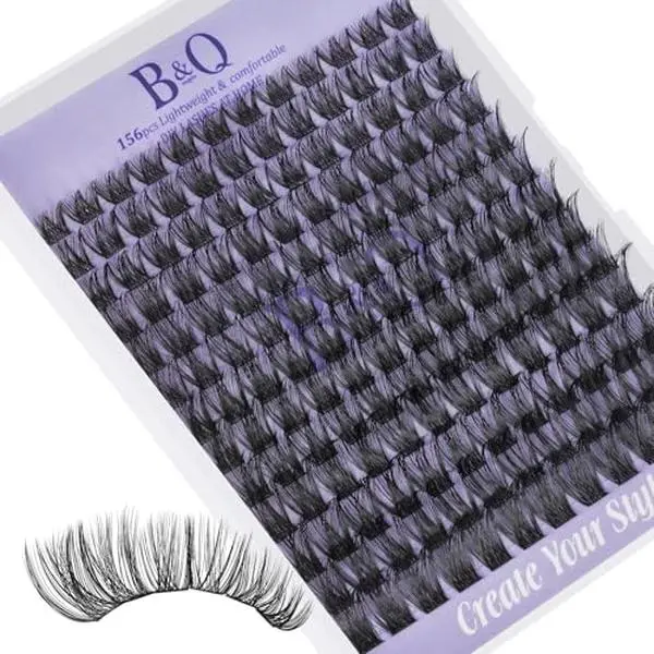 B&Q Lash Clusters B05, Clusters Lashes 156PCS Individual Lashes DIY at Home | Volume Cluster Eyelash Extension 8-18mm Wispy Lashes Clusters Thin Band Daily Exquisite Soft Eyelashe Clusters at Home