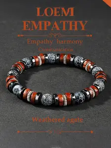 Natural Crystal Stone Wood Bead Bracelet Set, Energy Balancing Jewelry Gift, Unisex Vintage Spiritual Accessories, Chakra Healing Items, Chakra Healing Crystals