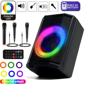 Professional High Power 8" Tiltable Bluetooth Speaker With 3 Microphone , LED Party Light , Wireless PA Speaker System