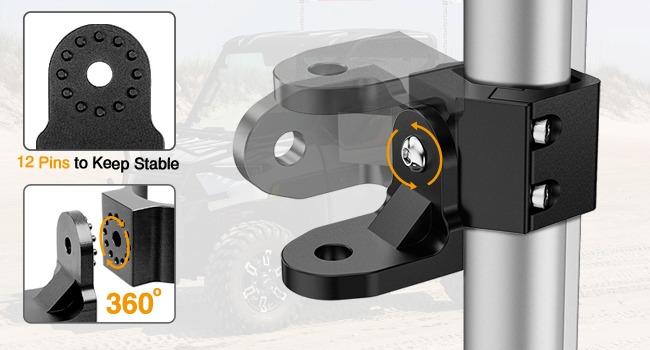 Nilight UTV Whip Light Mount Flag Antenna Mounting Bracket Adjustable for Pro-fit Cage Compatible with Polaris Ranger General Can am Defender Commander Maverick Trail/Sport