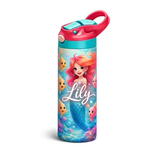 Kids Tumbler/Sippy Cup | Personalized Kids Mermaid Tumbler | Custom Name Water Bottle with Mermaid Design | Fun Gift for Girls, School, Sports, Everyday Use