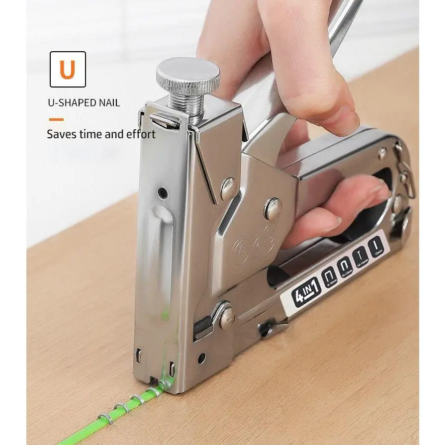 3 in 1 Staple Gun, 1 Count Extra Heavy Duty Staple Gun with 800pcs Staples, Multifunctional Upholstery Stapler for Fixing Material, Decoration, Carpentry, Furniture, Door and Window