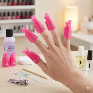 Quick Soak Off Clip Set for UV Gel Nails, Anti-Leak Butterfly Design, Chemical-Resistant PP Material. Portable for All Nail Shapes, Non-Slip Grip, Fast 10-Finger Removal, Ideal for Salon & DIY Use, Includes Dust-Proof Case & Safety Lock, Manicure
