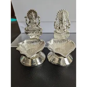 Lakshmi And Ganesha Diyas 3" - Zinc Alloy materiall