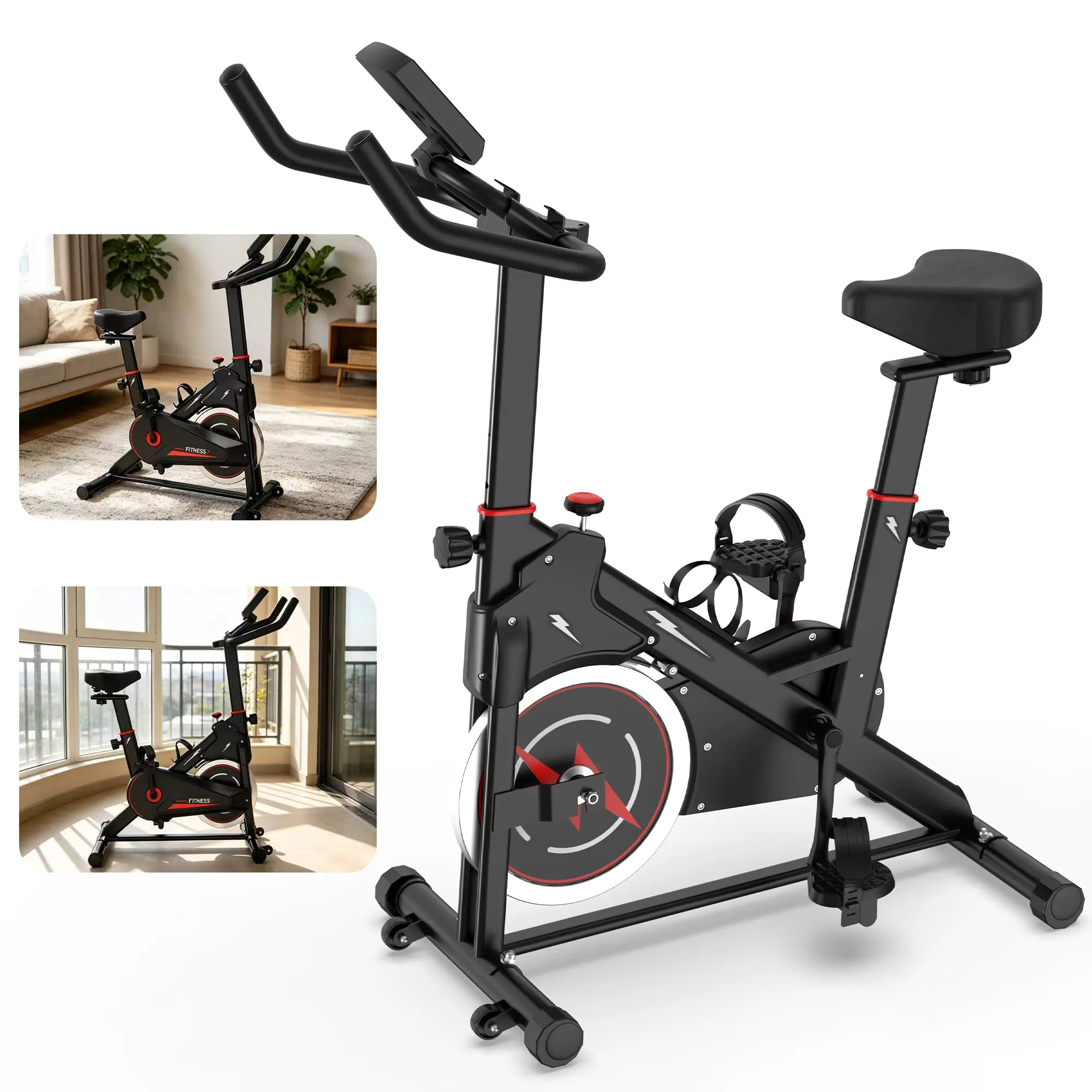 Indoor Stationary Exercise Bike - Compact Portable Workout Station with Digital Monitor, Adjustable Resistance, Padded Seat, Adjustable Fitness Tool, Recreational Fitness Equipment for Home Cardio, Exercise Bikes For Home, Fitness Exercise Equipment