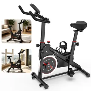 Indoor Stationary Exercise Bike with Digital Monitor, Adjustable Resistance, Adjustable Padded Seat & Multi-Angle Handlebars, Compact Portable Frame for Home Daily Fitness