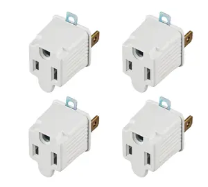 Oviitech 4 Pack 3Prong to 2 Prong Grounded Outlet Wall Tap Adapter Single Outlet Adapter Converter in White