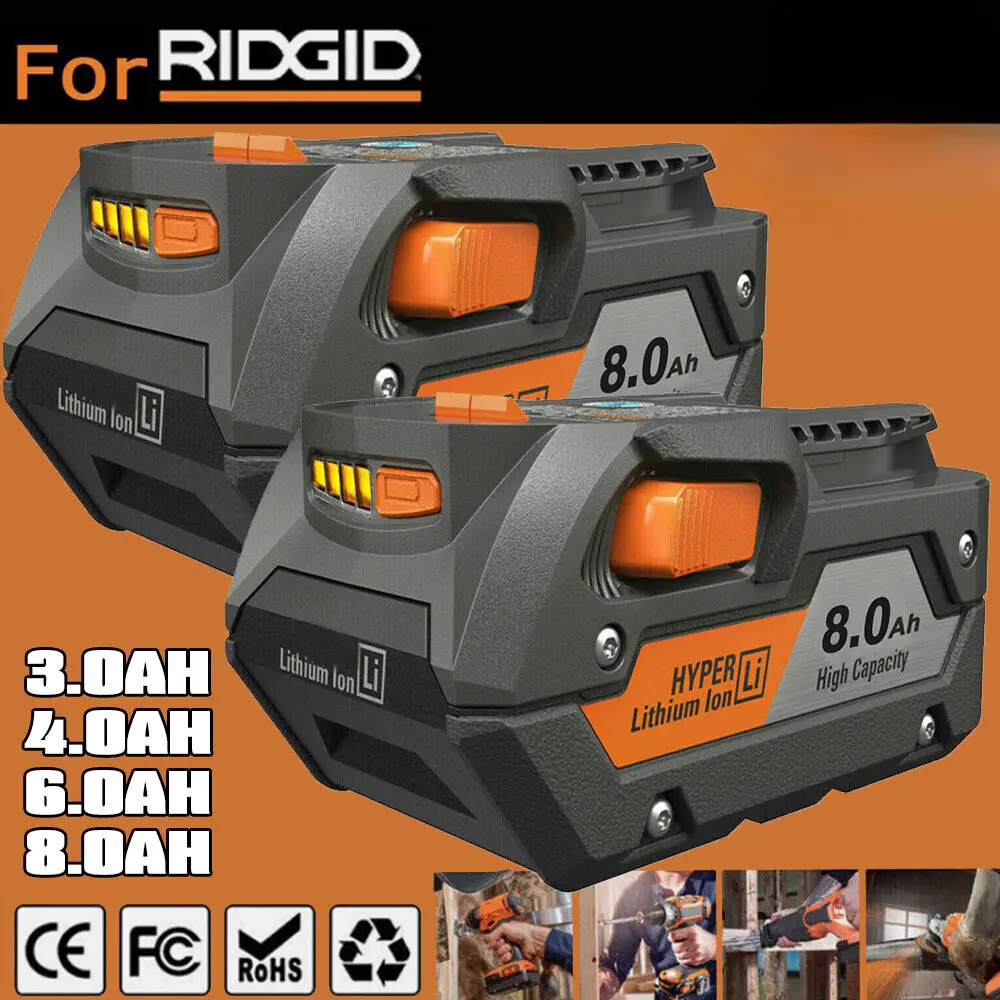 New 8.0AH Genuine Replacement Lithium-Ion Battery for Ridgid 18V R840085, Compatible with Cordless Power Tools, Power Tool Accessories, Batteries, Lithium Ion Batteries