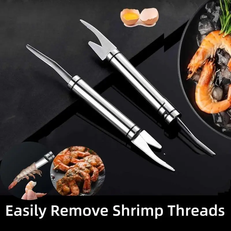 5 in 1 Multifunctional Shrimp Cleaner Knife Stainless Steel Shrimp Peeler, Seafood Utensils, Portable Double-Headed Stainless Steel Shrimp Cleaner, Ea