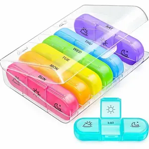 Weekly Pill Organizer 3 Times a Day, Large 7 Day Pill Box 3 Times a Day with Separate Container, Portable Pill Case for Medication, Vitamins, Fish Oil and Supplements