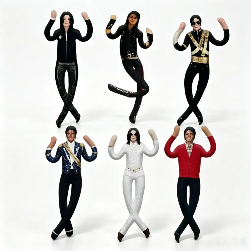 28cm Michael Jackson Poseable Plush Doll, Bendable Wire Skeleton Double Sided Print Collectible Stuffed Toy For Pop Fans Home Decor
