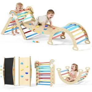 Triangle Set, 10in1 Toddler Climbing Toys Indoor, Montessori Kids' Indoor Climbers & Play Structures with Arch&Ramp&Ladder, Indoor Baby Climber for Montessori Toys