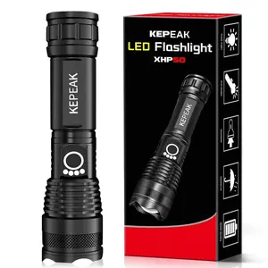 "Powerful LED Tactical Flashlight - 5000mAh Rechargeable, Waterproof & Outdoor Ready