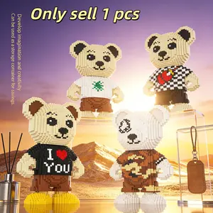 Multicolor Heart Bear 3D Puzzle Building Blocks Decor, Bookshelf Home Office Cabinet Decoration, Party Living Room TV Stand Display, Animal Shape Puzzle