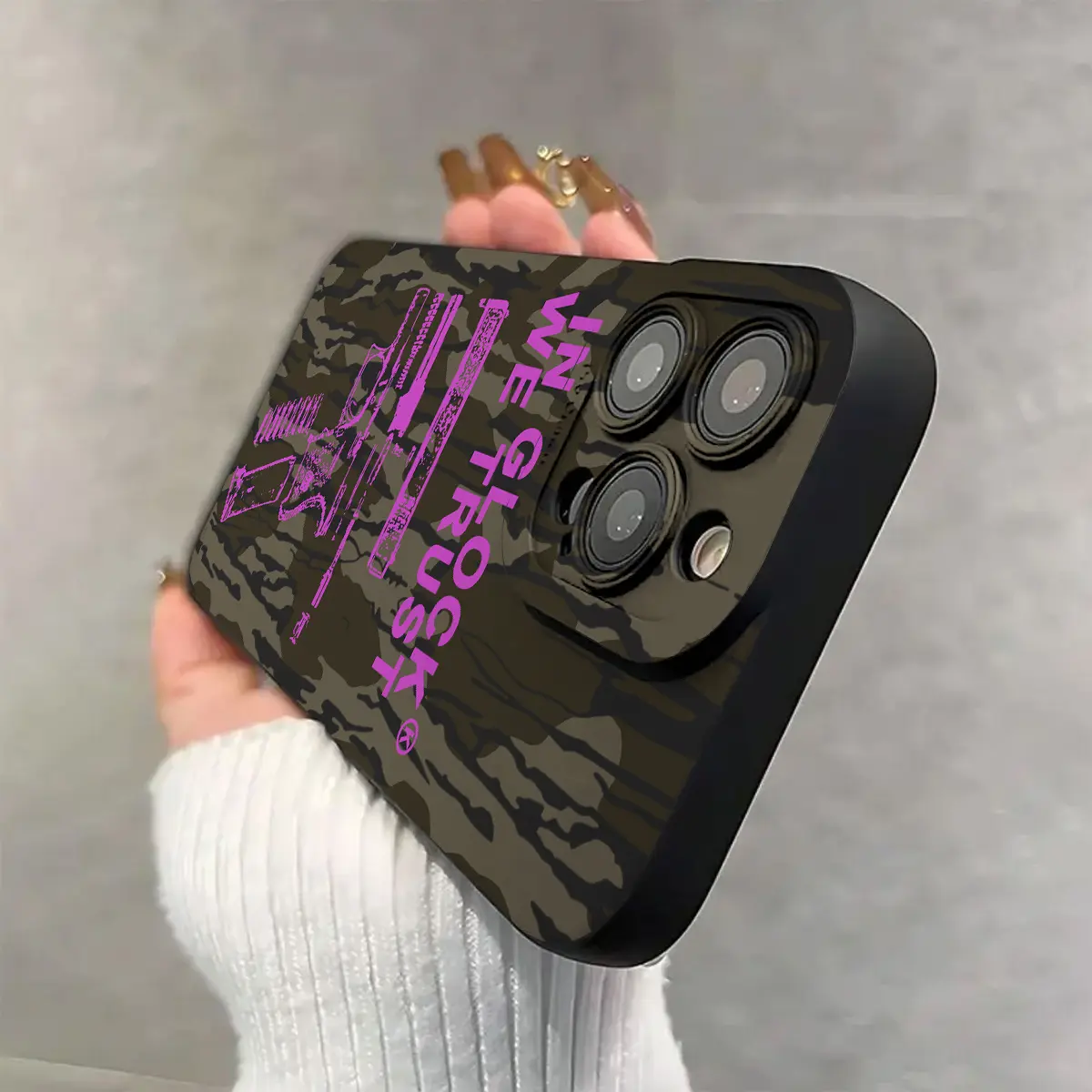 IN Glock We Trust Deep Space Gray Camouflage Mobile Phone Case Suitable for iPhone 17 Pro IN Glock We Trust Deep Space Gray Camouflage Mobile Phone Case Suitable for iPhone 17 Pro