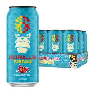 Gorilla Mind Energy Drink Sugar-Free Nootropic Energy 200mg Caffeine 12-Pack Zero Sugar Clean Energy Sharp Focus