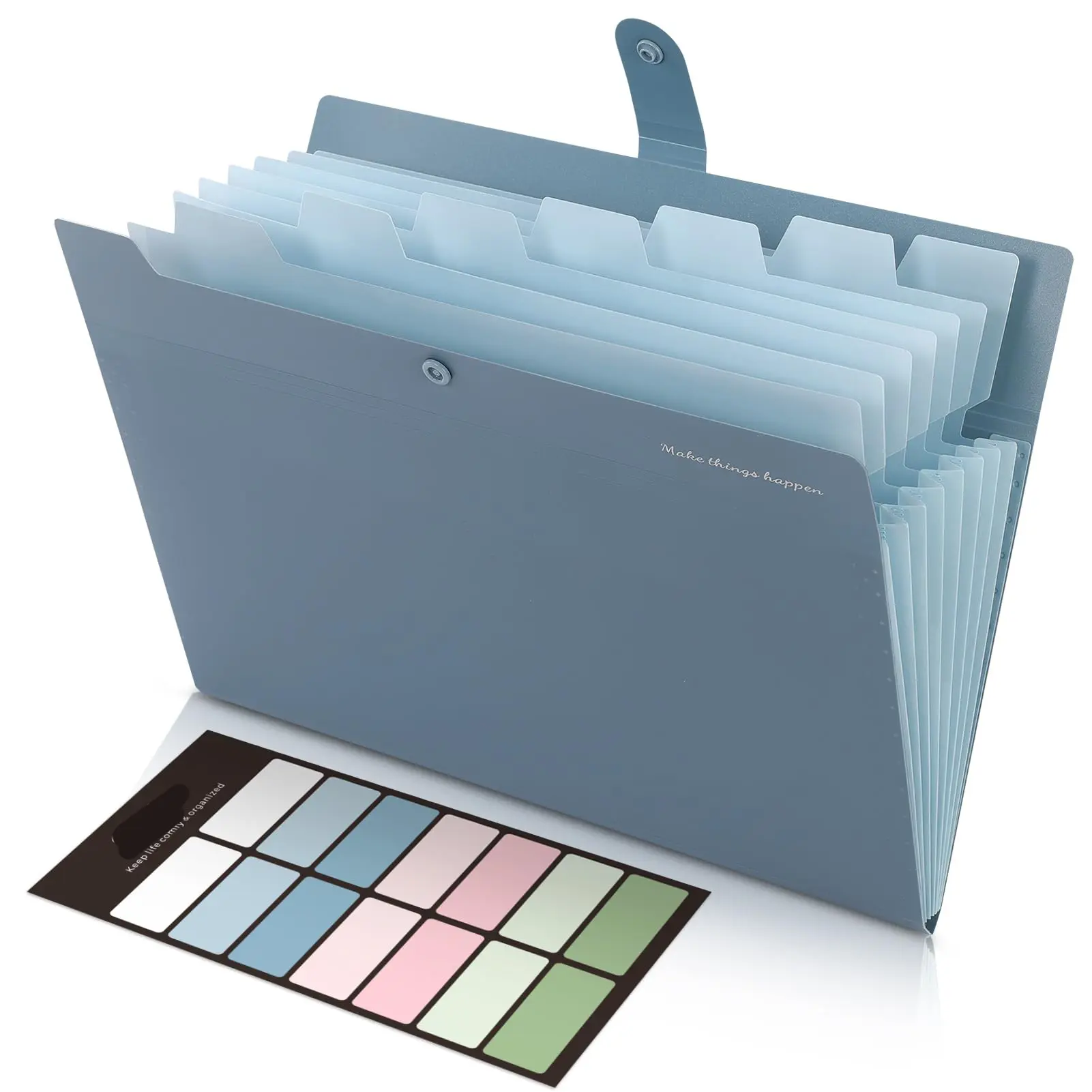 Expanding File Organizer with 8 Pockets, Accordion File Folders with Labels, Portable Document Paper Bill Receipt Organizer, Home College School Office Supplies, Letter Size
