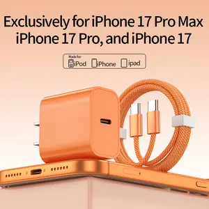 Compatible with iPhone 17 Pro Max: 45W fast charger set; portable charger (orange), set of 2; compatible with iPhone 17 Pro; charging head for iPhone 17; convenient iPhone charger; Type‑C fast charging; 6.6 ft / 3.3 ft; PD fast charging tablet.