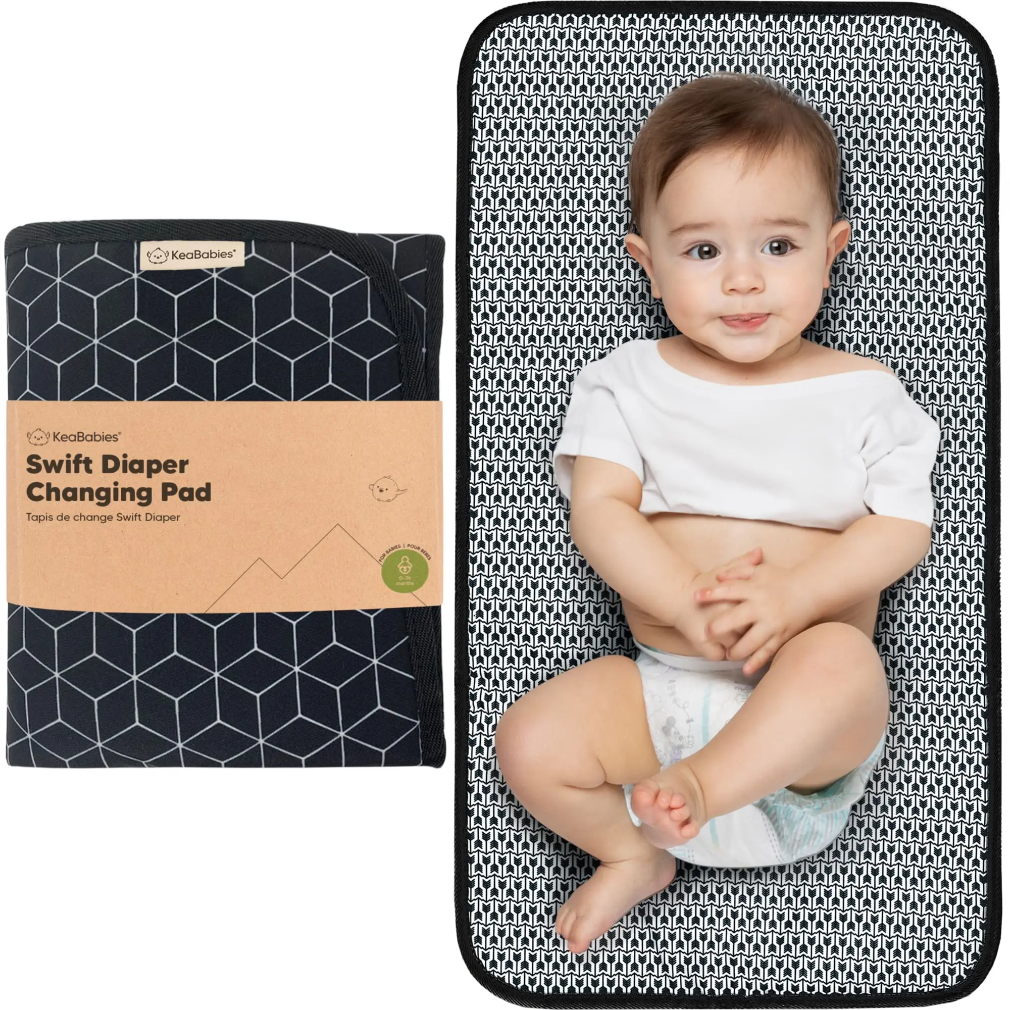 KeaBabies Portable Diaper Changing Pad, Easy Wipe Clean - Foldable Waterproof Baby Changing Mat for Diaper Bag, Compact, Lightweight, 25x13 Newborn, Infant, Baby Changer Travel Essential