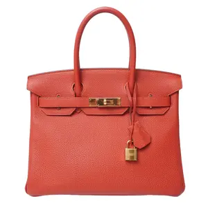 Pre-owned HERMÈS leather Tote Bags Hermes Birkin Handbag Red Togo with Gold Hardware 30 （2016）