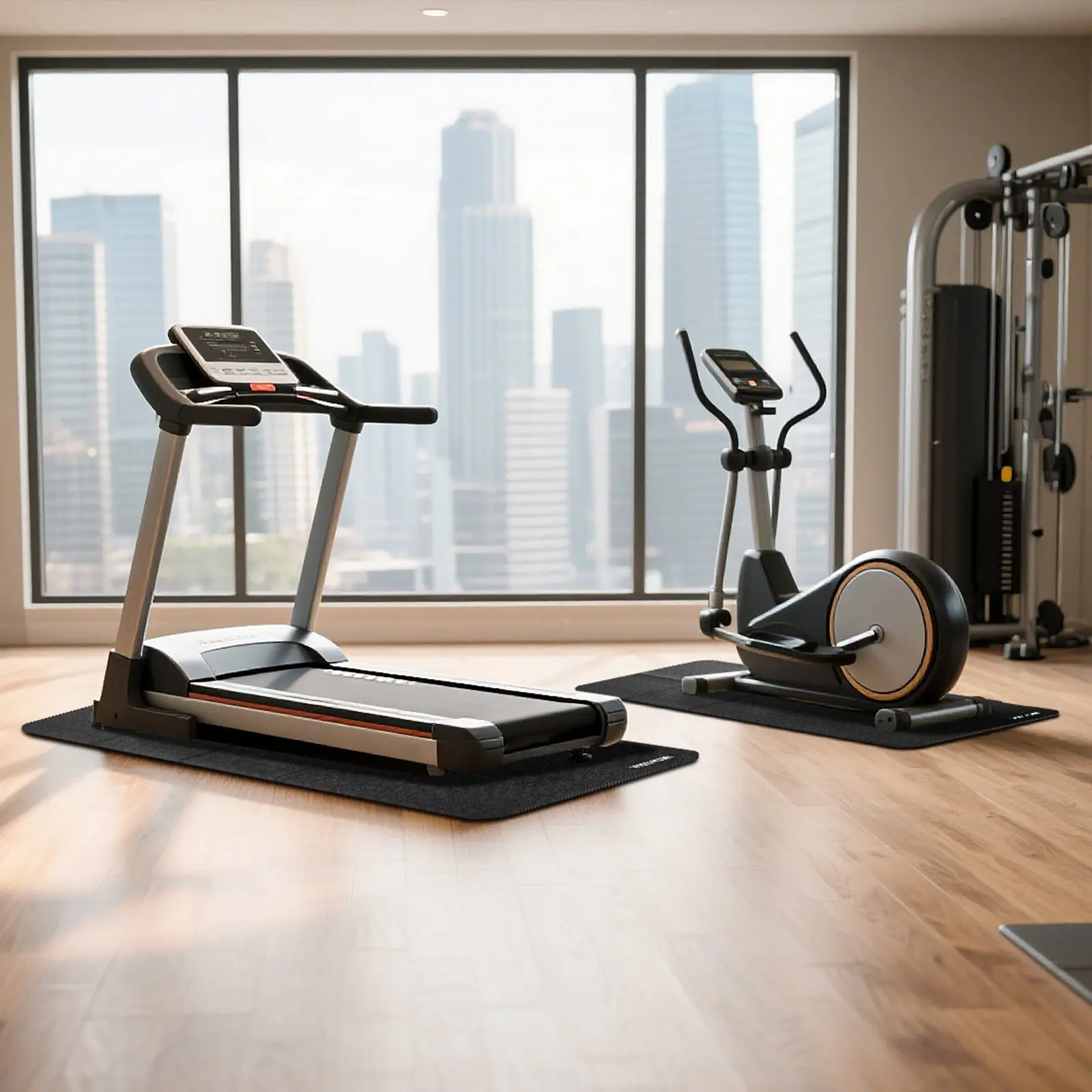 Heavy Duty PVC Fitness Equipment Mat for Treadmills & Exercise Bikes, Shock-Absorbing and Non-Slip Protective Floor Mat for Home Gyms, Easy to Clean & Scratch-Resistant, Home Gym, Floor Protector, Treadmill/Bike, Treadmill Mats