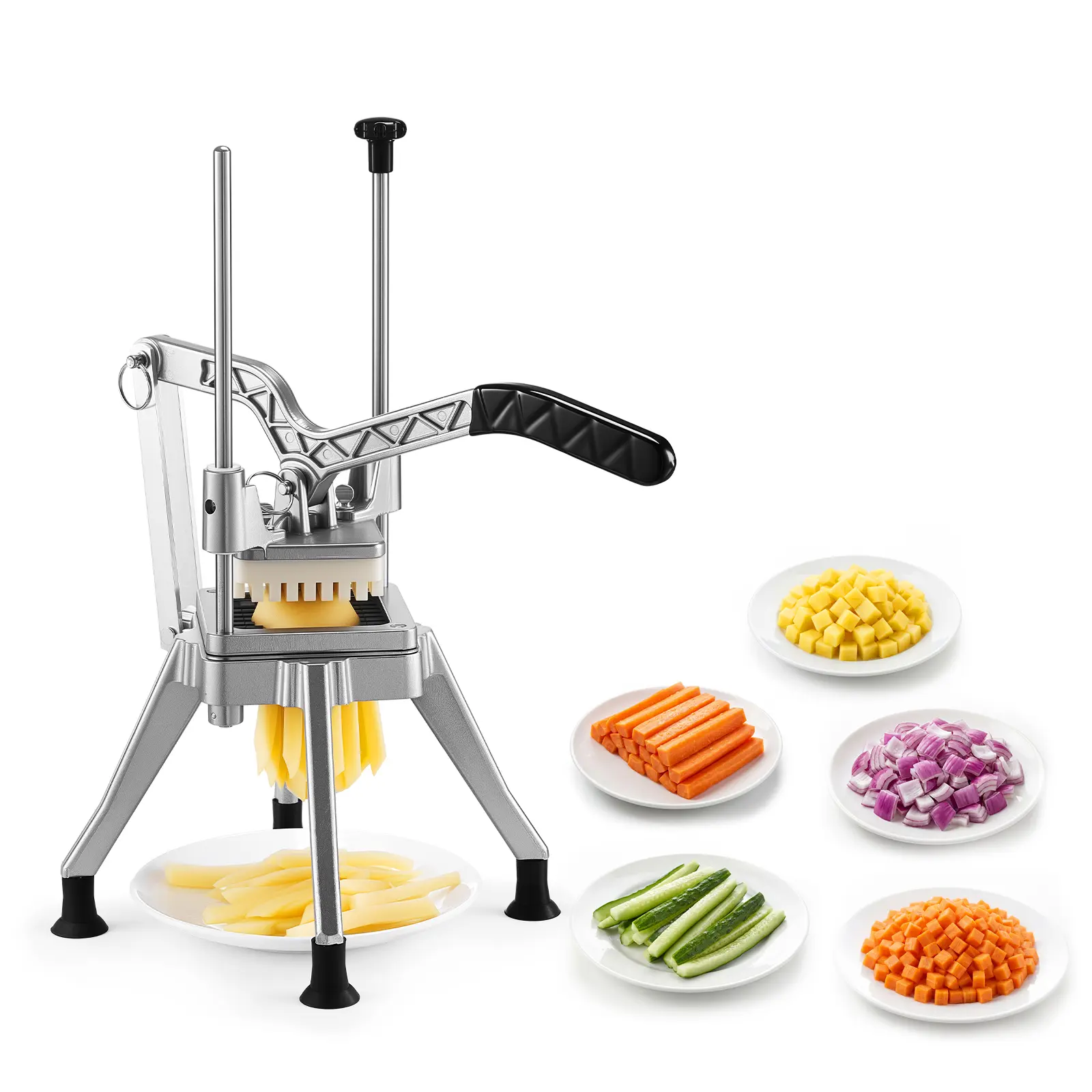 VEVOR French Fry Cutter, 1/2" Blade Commercial Vegetable Chopper, Lever-Action Vegetable Dicer with Ergonomic Handle, Stainless Steel Potato Slicer for Thick Cut Fries, Onion, Carrots, Bell Pepper