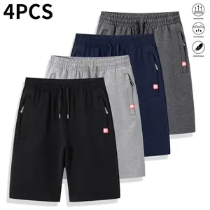 Set of 4 men’s summer shorts featuring a drawstring, elastic waistband, and wrinkle-resistant fabric—perfect for everyday wear, street style, skateboarding, and camping activities. Men's shorts, summer shorts,summervibes