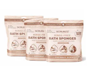 SCRUBZZ 75ct Rinse Free Bath Sponge Wipes