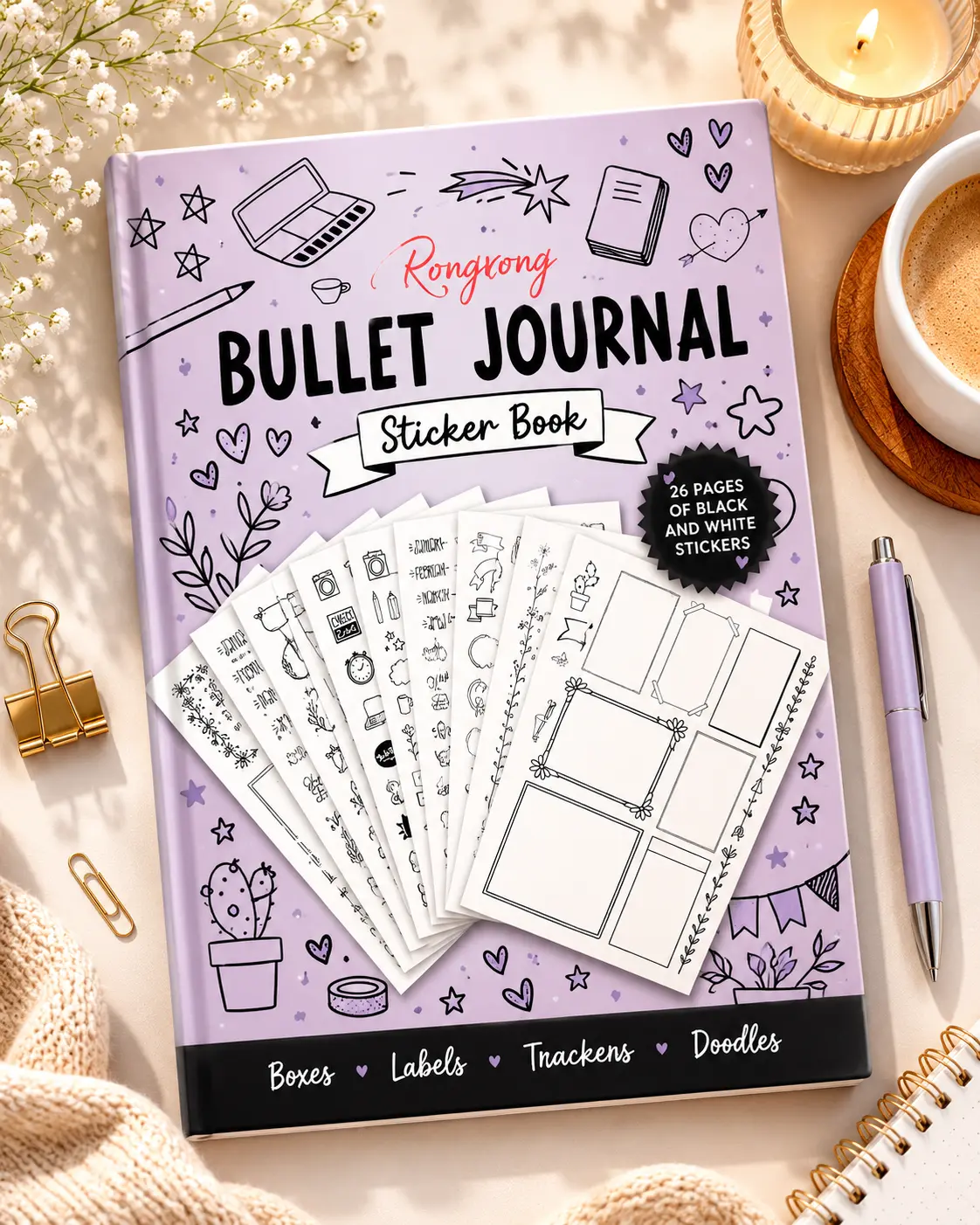 Bullet Journal Planner Sticker Book for Journals, Planners & Organization