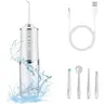 4-Pack Electric Water Flosser Teeth Cleaning Tool - Smart Chip, Waterproof Portable Oral Irrigator, Detachable Tank, USB Rechargeable Battery Powered New Daily Self Care Product for Gingivitis Prevention, Plaque Removal (White)
