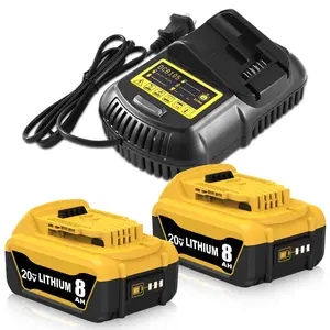 2-Pack 20V max 8000mAh Replacement for Dewalt  Batteries, Compatible with Dewalt 20 Volt Battery DCB200 DCB201 DCB203 DCD DCF DCG Series and Charger DCB105 ,Compatible with Cordless Power Tools