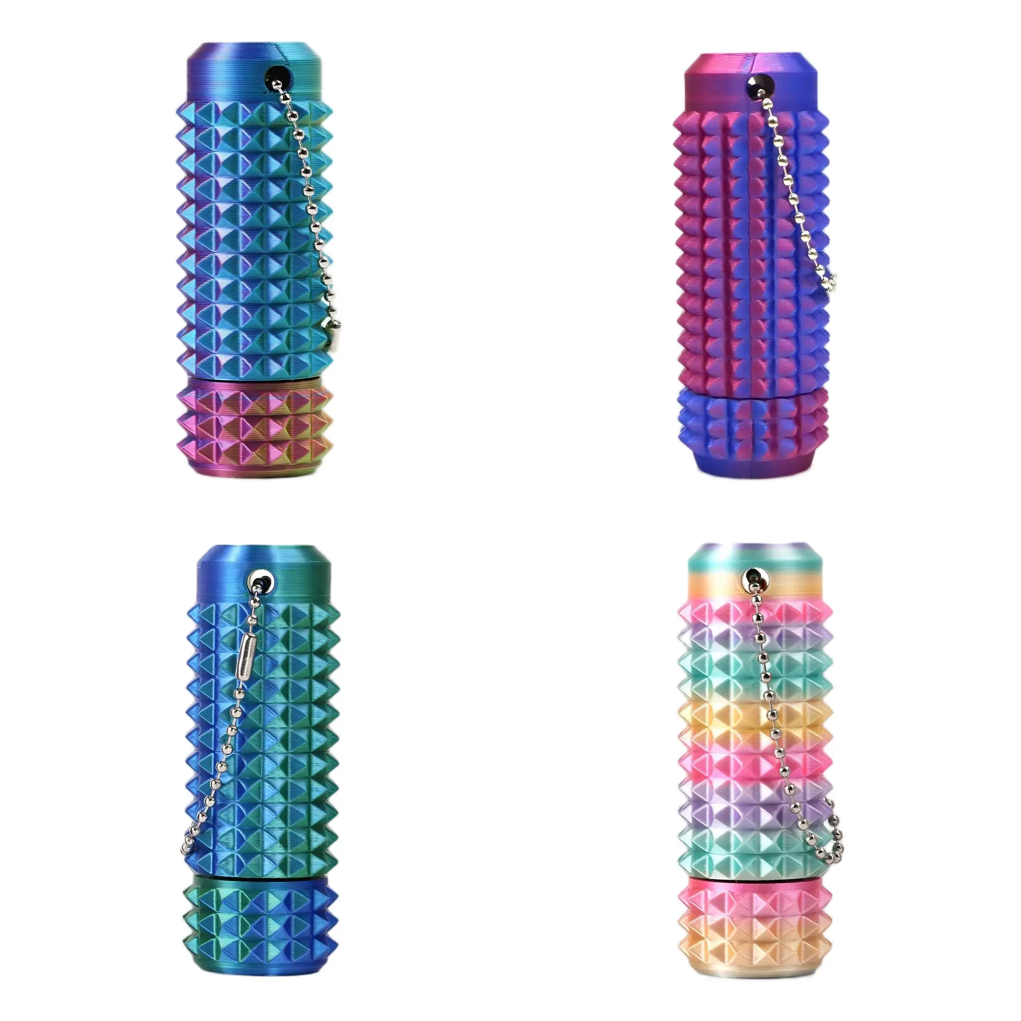 3D Printed Spiky Stress Relief Fidgeting Keyring - Rotatable Hard Pointed Sensory Spiky Grippie, Portable Unisex Calming Tool, Adult Pain Stim Fidget Toy, Christmas Stocking Stuffer Novelty Gift