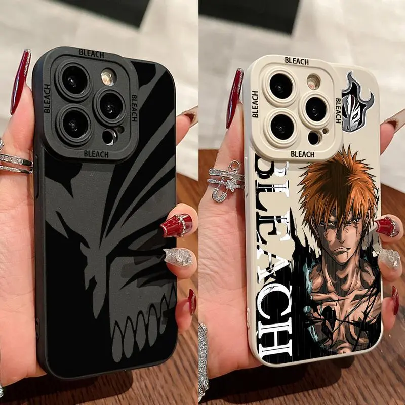 BLEACH Anime Full Print Multi-Model Smartphone Case - Anti-Drop Soft Silicone TPU, Shockproof Protective Back Cover, Easy to Clean for iPhone 16e,16,15,14 Pro,14,13,12,11,Mini,Pro Max,X,XR,XS Max,8,7,6,6S Plus - Cellphone Accessory, Accessories, Casing