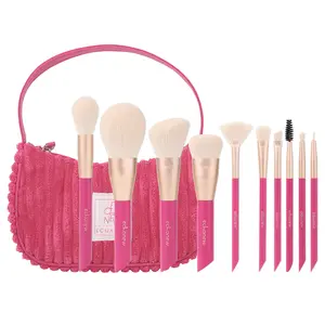 【ECHANEW】 10pcs Professional Makeup Brush Set with Pink Plush Travel Case, Ultra-Soft Synthetic Bristles, Full Face Essential Makeup Tools for Foundation, Powder, Eyeshadow, Blending & Contouring, Beginner Friendly waterproof cosmetic bag