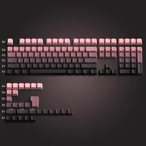 Womier Shine Through PBT Pink 136 Keycaps for 60 75 100 Percent, Cherry Profile Side Print Gradation Keycap Set
